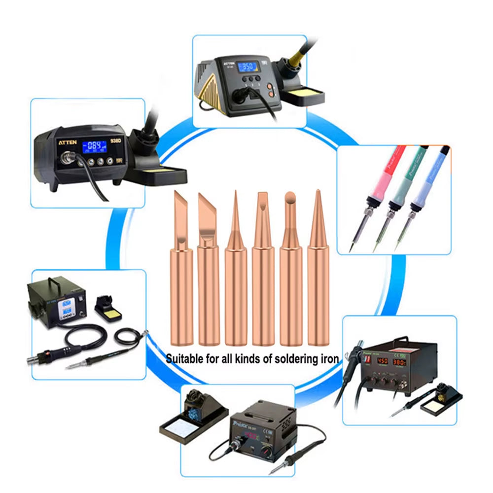 5Pcs I+B+K+2.4D+3C Soldering Iron Pure Copper 900M Soldering Iron Head Set inside Hot Bare Copper Electric Soldering Iron Tip